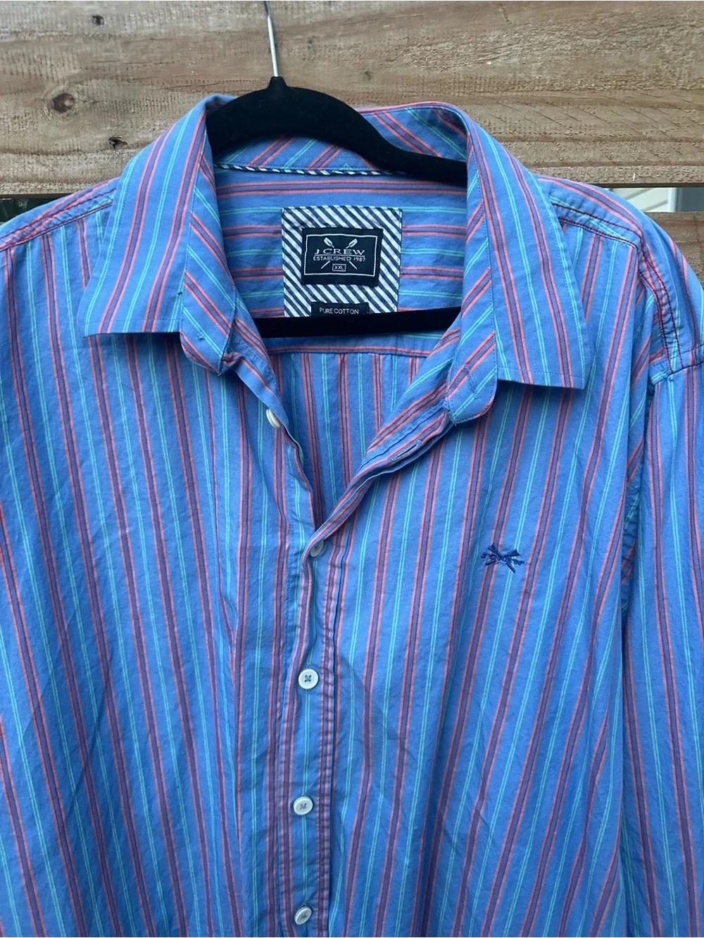 J. Crew Men's Multicolor Striped Button-Down Shirt (Blue & Pink)